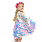 Mermaid Shiny Beads Cute Princess Sweet Cape Cloak for Girl - Azufun