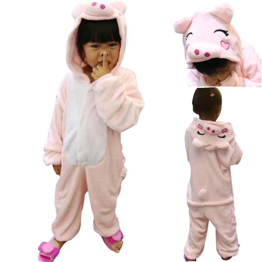 Pink Pig Kid Animal Onesie Pajama Gift Party Kigurumi - Azufun