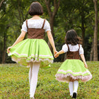 Grass green performance cosplay costumes dress for mom and me - Azufun