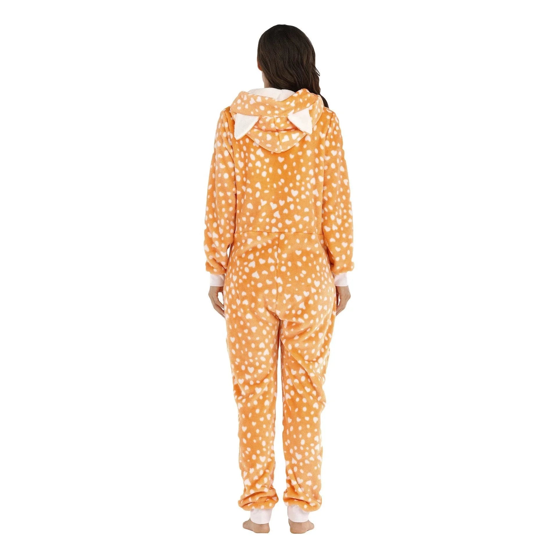Pajamas Kigurumi Onesie Leopard Flannel for Adult Winter Sleepwear Jumpsuit Animal Costume - Azufun