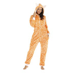 Pajamas Kigurumi Onesie Leopard Flannel for Adult Winter Sleepwear Jumpsuit Animal Costume - Azufun