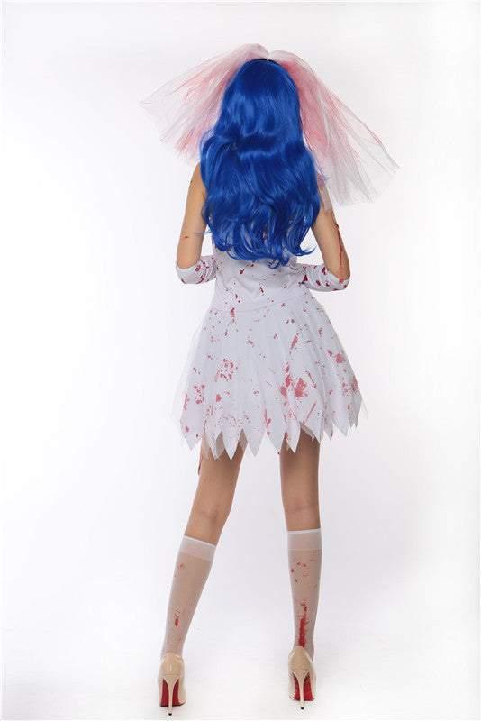 Halloween Zombie Corpse Bride Costume Vampire Dress - Azufun
