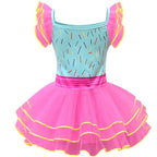 Fancy Nancy Pink Princess Dress Cosplay Performance Costume Mask 4 Pieces Set - Azufun
