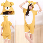 Rilakkuma Pajamas Animal Onesie Hoodie Kigurumi Short Sleeve Costume - Azufun