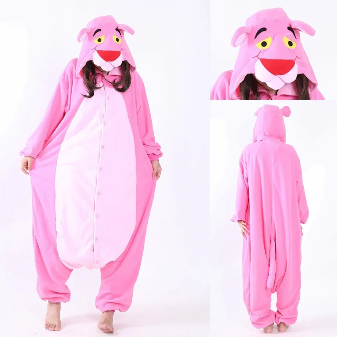 Pink Panther Kigurumi Animal Onesie Hoodie Pajamas - Azufun