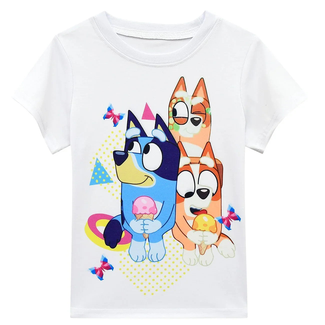 Bruy Short Sleeve Cartoon Pleated Skirt Bag Hat Set - Azufun