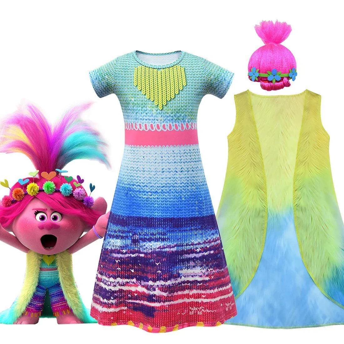 BuyKids Dresses for Girls Trolls 2 Dress Baby Girl Clothes Costume Short sleeve Princess Dress Now Cheaper With 3 - 5 Days Ship - PajamasBuy