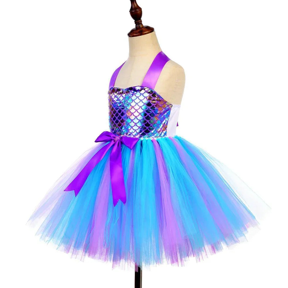 BuyKids Mermaid Tutu Birthday Party Mermaid Costume Sequins Blue Dress Now Cheaper With 3 - 5 Days Ship - PajamasBuy