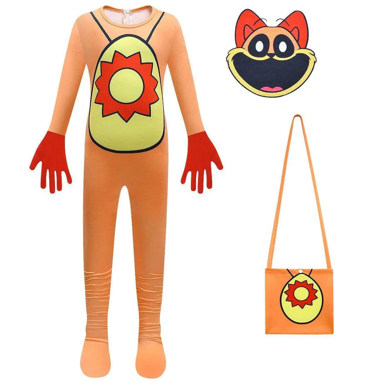 Kids' Smiling Critters Horror Jumpsuit Scary Animal Role Play Costume with Bag - Azufun