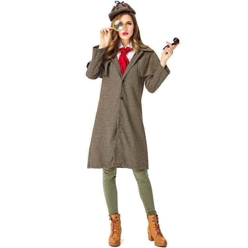 Lady Sherlock Holmes Cosplay Costume Halloween Coat Outfits Women - Azufun