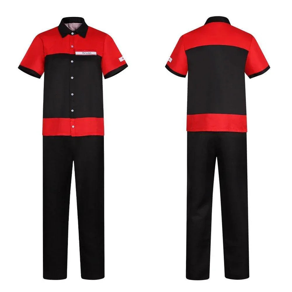 Manny's Burger Shop Clerk Cosplay Costume Bryan Tyler Employee Uniform - Azufun
