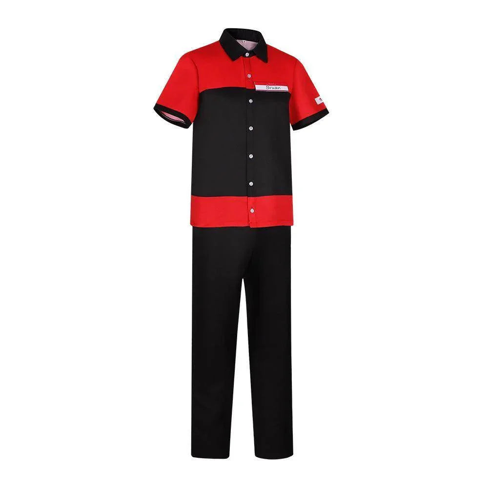 Manny's Burger Shop Clerk Cosplay Costume Bryan Tyler Employee Uniform - Azufun