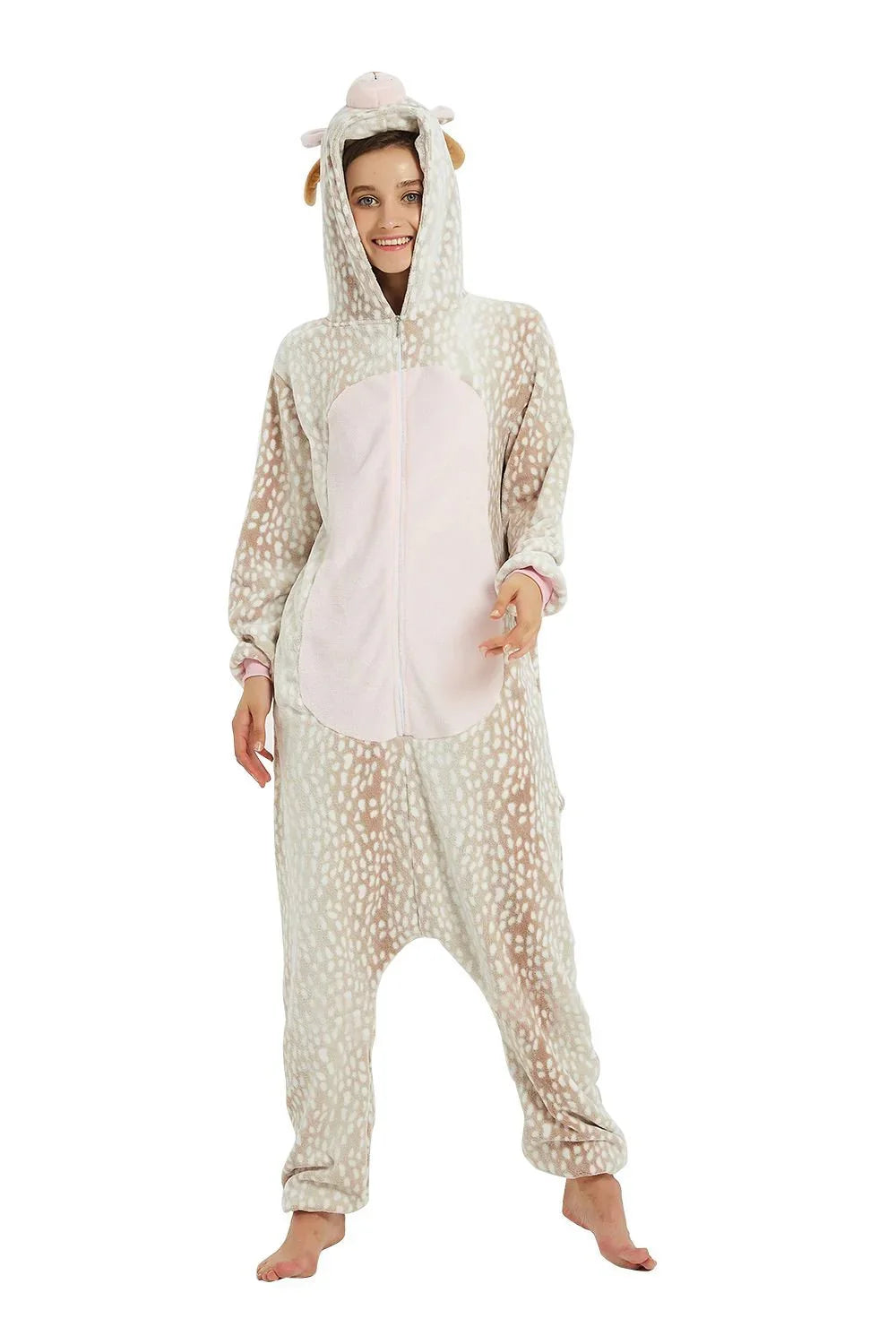 BuyOnesie Kigurumi Pajamas Print Stitch Elk Adult's Flannel Christmas Winter Sleepwear Animal Costume Now Cheaper With 3 - 5 Days Ship - PajamasBuy