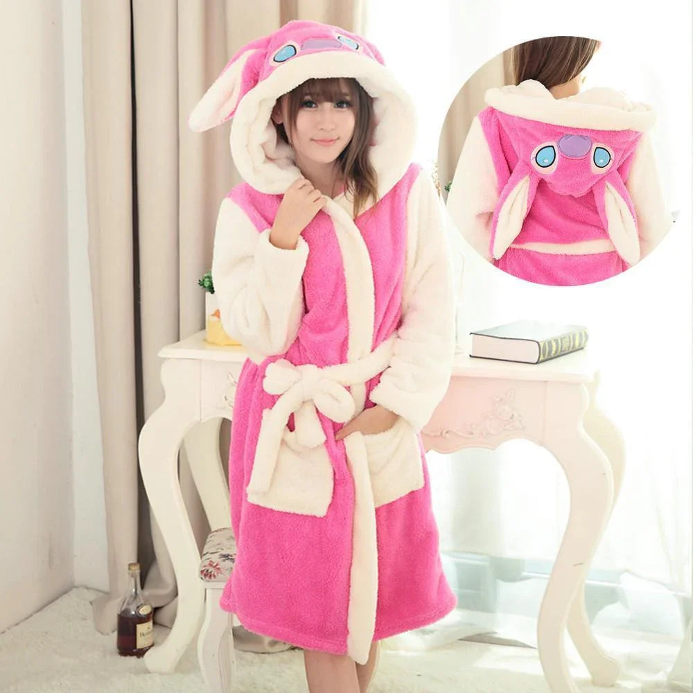 Pink Stitch Winter Robe Couple Sleepwear Kigurumi Pajamas - Pajamasbuy