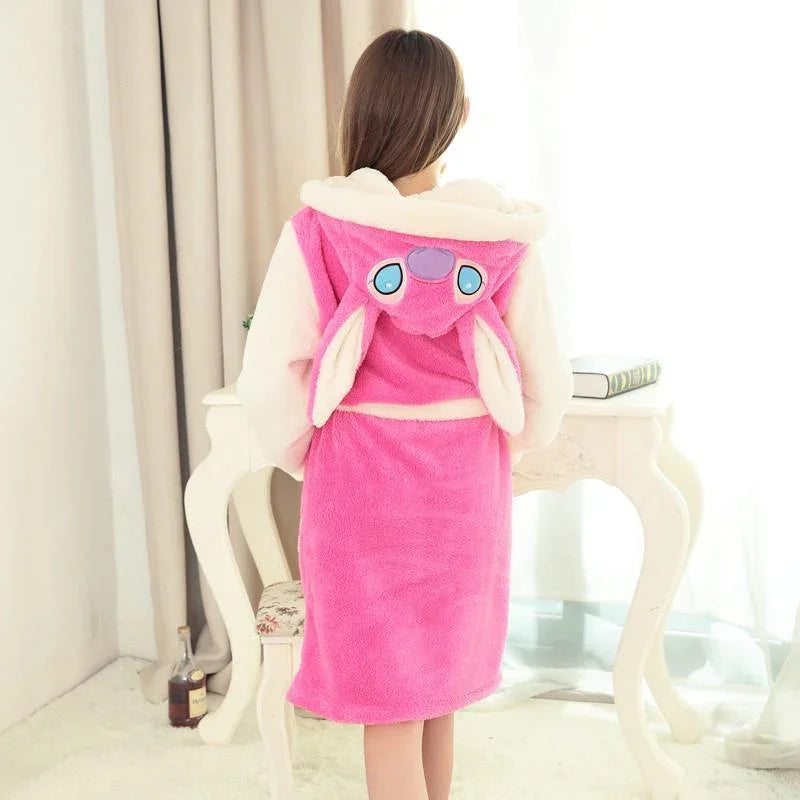 Pink Stitch Winter Robe Couple Sleepwear Kigurumi Pajamas - Pajamasbuy