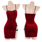 Resident Evil Ada Wong Lunar Costue Sleeveless cheongsam Slit Long Skirt - Azufun