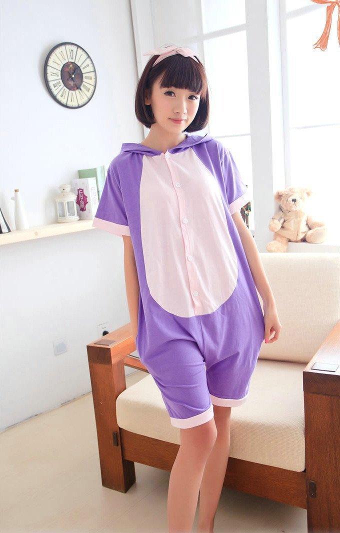Sailor moon Purple Cat Luna Animal Onesie Pajamas Short Sleeve - Pajamasbuy