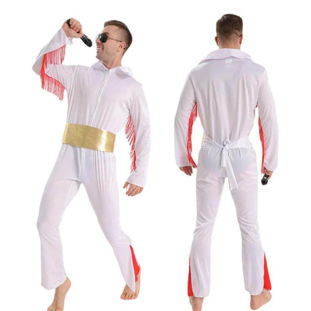 Singer Elvis Presley 80s Costume Outfits Vintage Carnival Masquerade Halloween for Men - Azufun