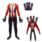 Skibidi Toilet Outfits Orange Jumpsuit Mask Titan Tv man Cosplay Costume For Kids - Azufun