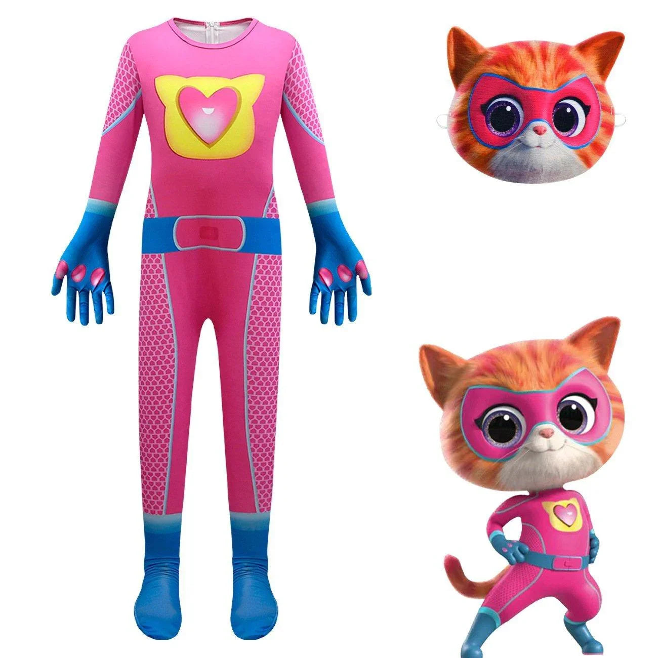 Super Cute Kitties Jumpsuits Cosplay costume With Mask For Kids