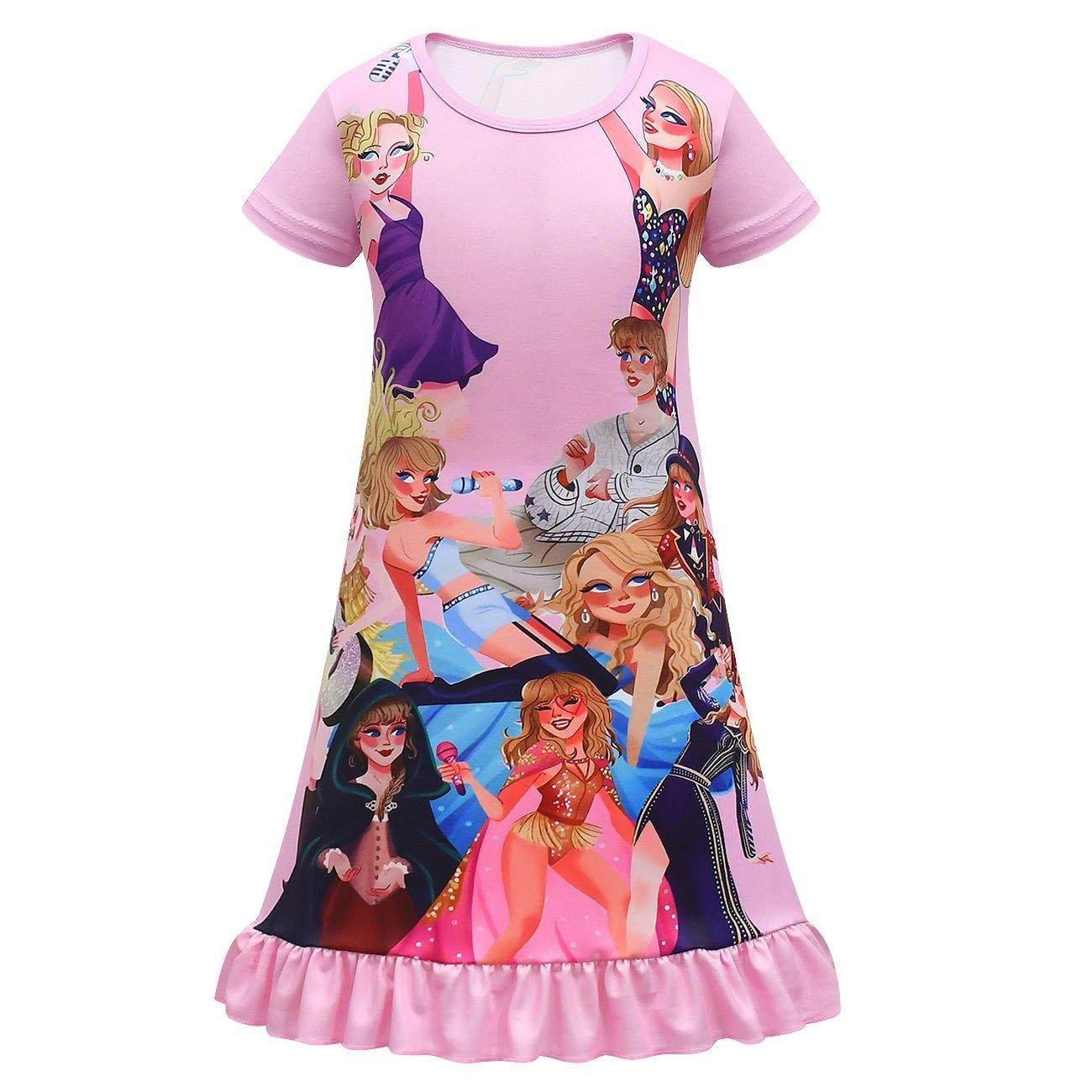 Taylor Swift Pajama Dress Cosplay Costumes Printing Kids - Azufun