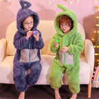 Teletubbies Tinky Winky Dipsy Po Laa-Laa Coral Fleece Onesies Pajamas for Adults Kids - Azufun