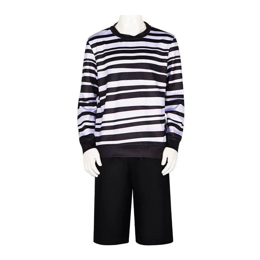 The Addams Family Wednesday Pugsley Costume Halloween Cosplay Carnival Suit Adults - Azufun