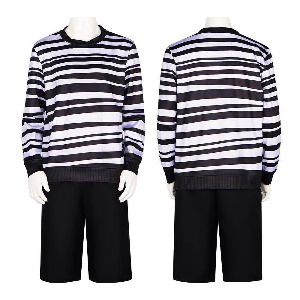 The Addams Family Wednesday Pugsley Costume Halloween Cosplay Carnival Suit Adults - Azufun