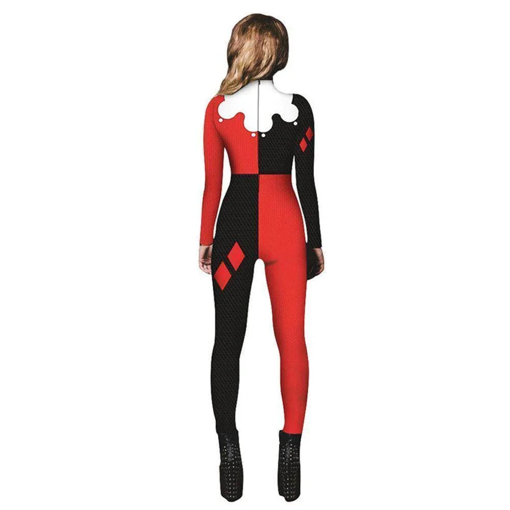 Women Adult Halloween Digital Printed Clown Costume Jumpsuit - Azufun